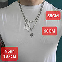 Комплект кулон герб України із мечем та ланцюжком бісмарк 925 проби, фото 6