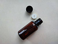 50 - 55 мл Круглий коричневый со вставкой и черной крышкой 20 мм ПЭТ флакон, пластиковый, пластмассовый