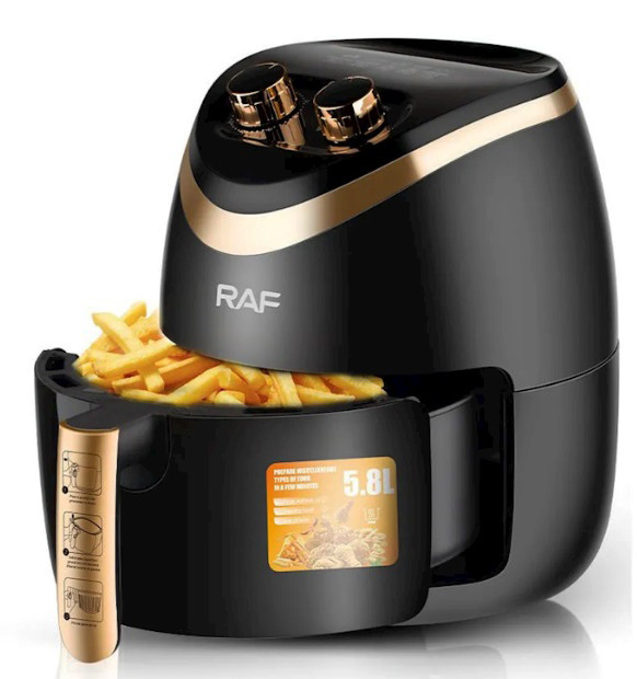 Аеро фритюрниця air fryer RAF R.5234 сенсорна безмасляна повітряна фритюрниця 1500 Вт 5.8л аерогриль Чорна