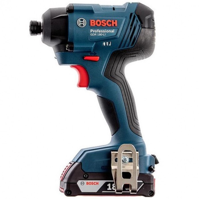 Гайковерт ударний Bosch GDR 180-Li, 18V, АКБ 2х2аг, 2600об/хв, 160Нм, 1/4", кейс, 1.1кг