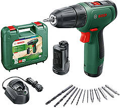 Шурупокрут-дриль акумуляторний Bosch EasyDrill 1200, 12В 2х1.5Аг, 30Нм, 20+1, 0-400/1500об/хв, ЗП, кейс, набір свердл і біт, кейс,