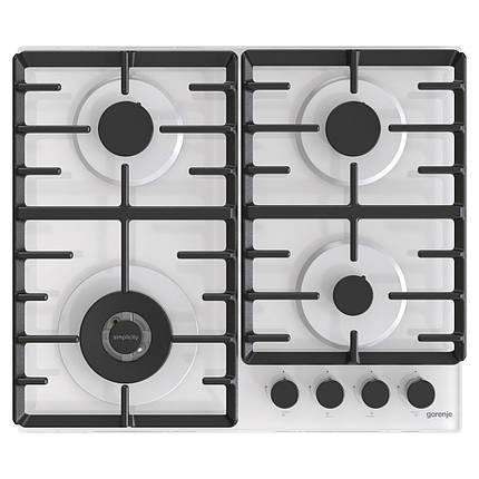Варильна поверхня Gorenje газова на склі, 60см, чавун, білий, фото 1