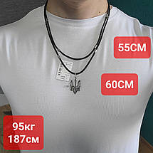 Срібний Герб України із автоматами та шовковий шнурок із вставками зі срібла 925 проби, фото 3