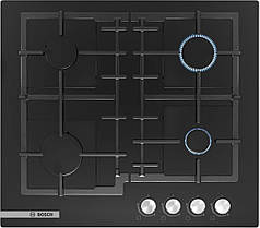 Варильна поверхня Bosch  газова на склі, 60см, чавун, чорний