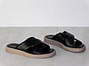 Стильні чорні шкіряні шльопки жіночі на бежевій підошві 40р, фото 8