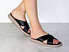 Стильні чорні шкіряні шльопки жіночі на бежевій підошві 40р, фото 7