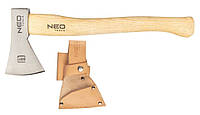 Топор универсальный Neo Tools Bushcraft, рукоятка деревянная из ясеня, кожаный чехол, 34.5см, 400г