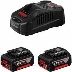 Акумуляторні батареї з ЗУ Bosch, комплект 2 шт, GBA 18Вх4.0A*год + GAL 18V-40