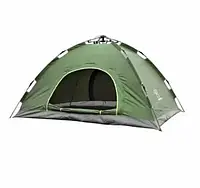 Туристическая палатка автоматическая 4-х местная для кемпинга водонепроницаемая с москитной сеткой Зелена
