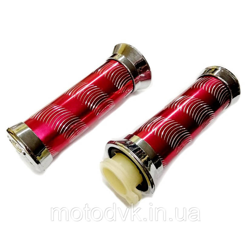 Ручки керма на мотоцикл, скутер ZX-320 луска алюмінієві з внутрішньою газу, колір червоний