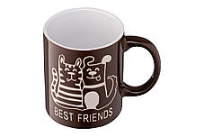 Чашка Ardesto Best friends, 330 мл, коричнева, кераміка, фото 2
