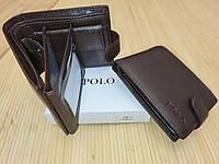 Мужской кошелек из кожзама Polo коричневый