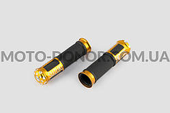 Ручки керма "GJCT" з алюм. відбійником (жовті) (mod:Suzuki)