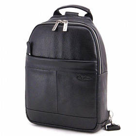 Рюкзак через плече міський шкіряний Tom Stone 310 B чорний