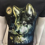 Чоловіча чорна футболка світиться Вовк, фото 2