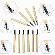 Набір стамесок для роботи по дереву - 10 шт - Набір різців по дереву, фото 2