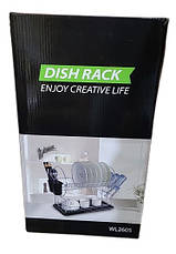 Сушарка для посуду Dish Rack WL-2605 сушка двоярусна з піддоном та відсіком для приладів, фото 3