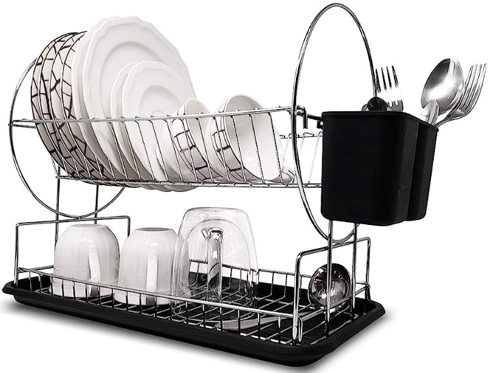 Сушарка для посуду Dish Rack WL-2605 сушка двоярусна з піддоном та відсіком для приладів