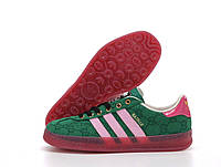 Женские кеды Adidas Gazelle x Gucci 32490 зеленые
