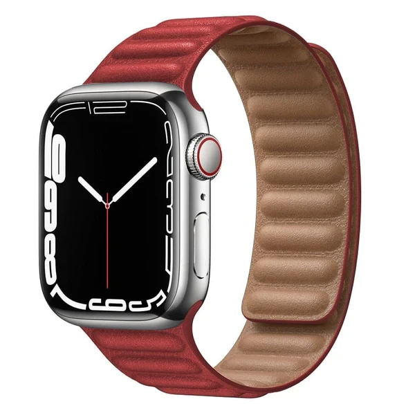 Ремінці Magnetic Leather Loop - для Apple Watch Red 42/44/45/49mm