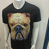 Футболка чоловіча принт світиться собака короткий рукав S чорна, фото 2