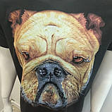 Футболка чоловіча принт світиться собака короткий рукав S чорна, фото 3