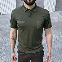 Тактична поло футболка олива Coolpass Військова футболка-поло з липучками Velcro