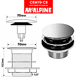Злив для кухонної мийки 1 1/2x70 мм з пробкою клик-клак CBW70-CB McALPINE, фото 3