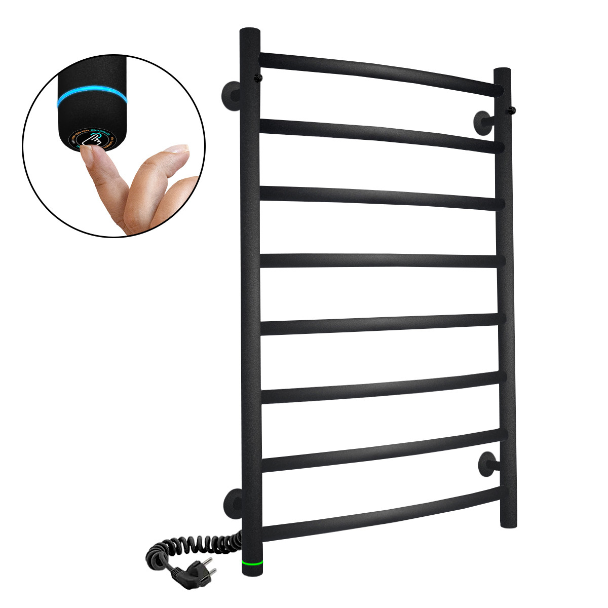 Електрична рушникосушка Flyme Black Classic 8L (сенсорний терморегулятор, таймер) колір білий / ліва, фото 1