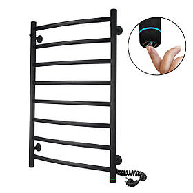 Рушникосушка електрична Flyme Black Classic 8R (сенсорний терморегулятор + таймер) ліве підключення