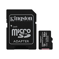 Карта памяти Kingston microSD 64GB C10 UHS-I R100MB/s + SD