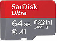 Карта памяти SanDisk microSD 64GB C10 UHS-I R100MB/s Ultra + SD