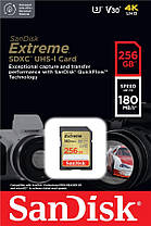 Карта пам'яті SanDisk SD 256GB C10 UHS-I U3 R180/W130MB/s Extreme V30, фото 5