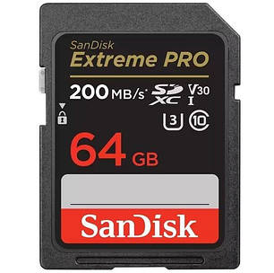 Карта пам'яті SanDisk SD 64GB C10 UHS-I U3 R200/W90MB/s Extreme Pro V30, фото 1