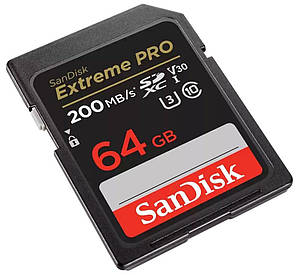 Карта пам'яті SanDisk SD 64GB C10 UHS-I U3 R200/W90MB/s Extreme Pro V30, фото 4