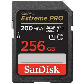 Карта пам'яті SanDisk SD  256GB C10 UHS-I U3 R200/W140MB/s Extreme Pro V30, фото 1