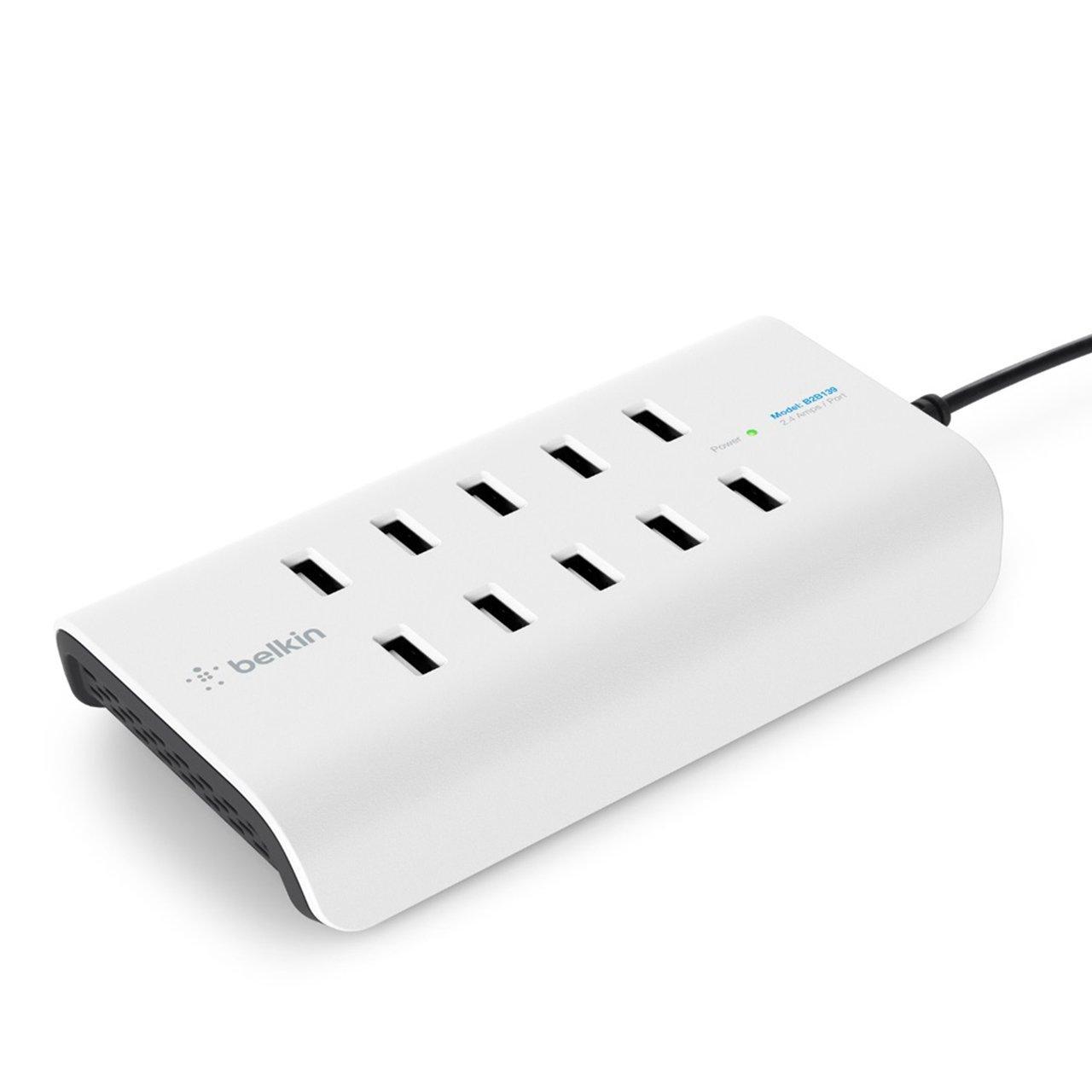 Зарядний пристрій мережевий Belkin 120Вт 10хUSB-A, білий