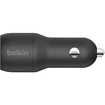 Зарядний пристрій автомобільний Belkin 24Вт 2хUSB-A, кабель USB-A > USB-C, 1м, чорний, фото 3