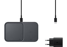 Бездротовий зарядний пристрій Samsung 15W Wireless Charger Duo (з адаптером) чорний, фото 3