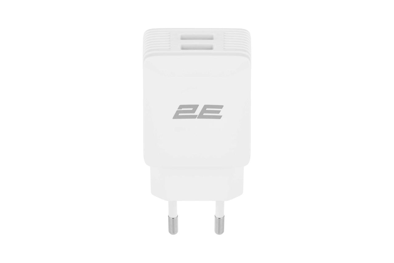 Зарядний пристрій мережевий 2E 12Вт 2хUSB-A, кабель USB-A > USB-C, 1м, білий