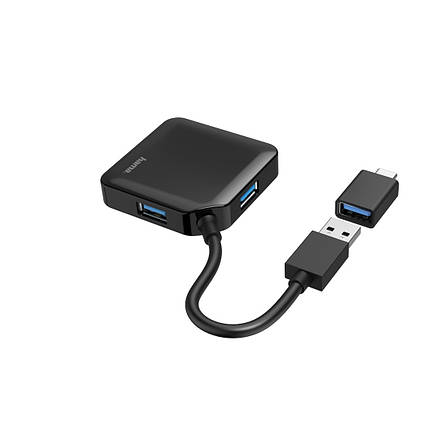 USB-хаб Hama 4 Ports USB 3.2, USB-C Adapter Black, фото 2