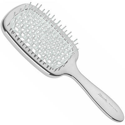 Janeke Superbrush Silver&White Розчіска для волосся срібна з білим