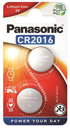 Батарейка Panasonic літієва CR2016 блістер, 2 шт., фото 1