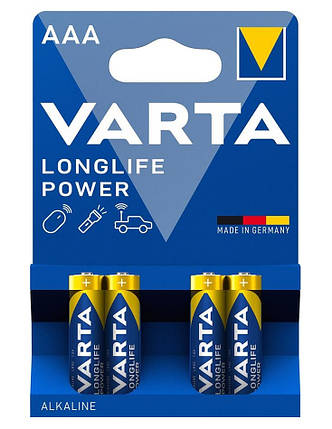 Батарейка VARTA LONGLIFE Power лужна AAA блістер, 4 шт., фото 1