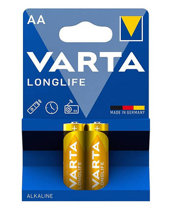 Батарейка VARTA LONGLIFE лужна AA блістер, 2 шт., фото 1