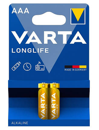Батарейка VARTA LONGLIFE лужна AAA блістер, 2 шт., фото 1
