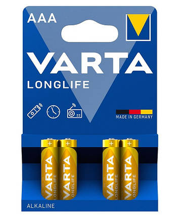 Батарейка VARTA LONGLIFE лужна AAA блістер, 4 шт., фото 1