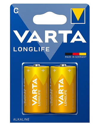 Батарейка VARTA LONGLIFE лужна C(LR14) блістер, 2шт., фото 1