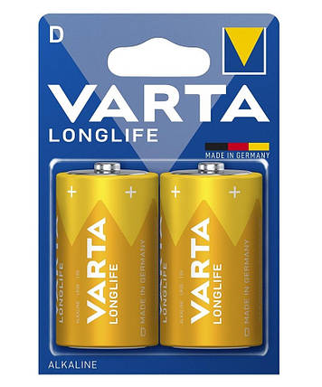 Батарейка VARTA LONGLIFE лужна D(LR20) блістер, 2 шт., фото 1