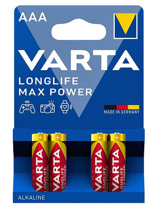 Батарейка VARTA LONGLIFE MAX POWER лужна AAA блістер, 4 шт., фото 1